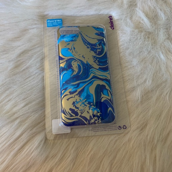 Claire's Other - Claire’s Blue & Silver Marble IPhone Phone Case